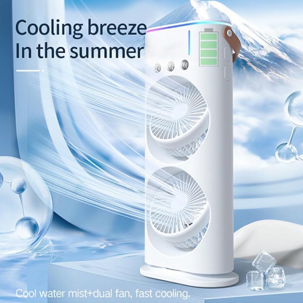 Personal Air Cooler USB Rechargeable Mist Spray Fan with 7 LED Colors for Summer