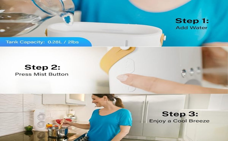 Personal Air Cooler USB Rechargeable Mist Spray Fan with 7 LED Colors for Summer