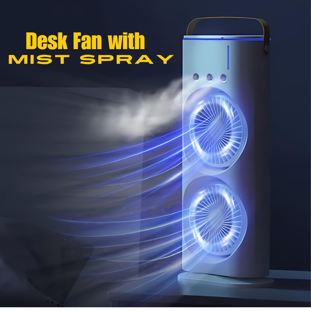 Personal Air Cooler USB Rechargeable Mist Spray Fan with 7 LED Colors for Summer