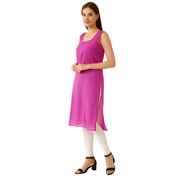 KURTIVERSE Women’s Poly Cotton Long Inner Slip Combo Pack of 2 with Side Slit | Magenta & Black