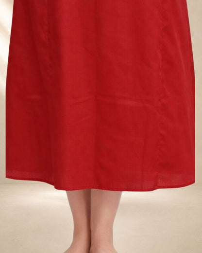 KURTIVERSE Plus Size Women Anarkali Red Inner Slip | Poly Cotton | 43 Inch Long