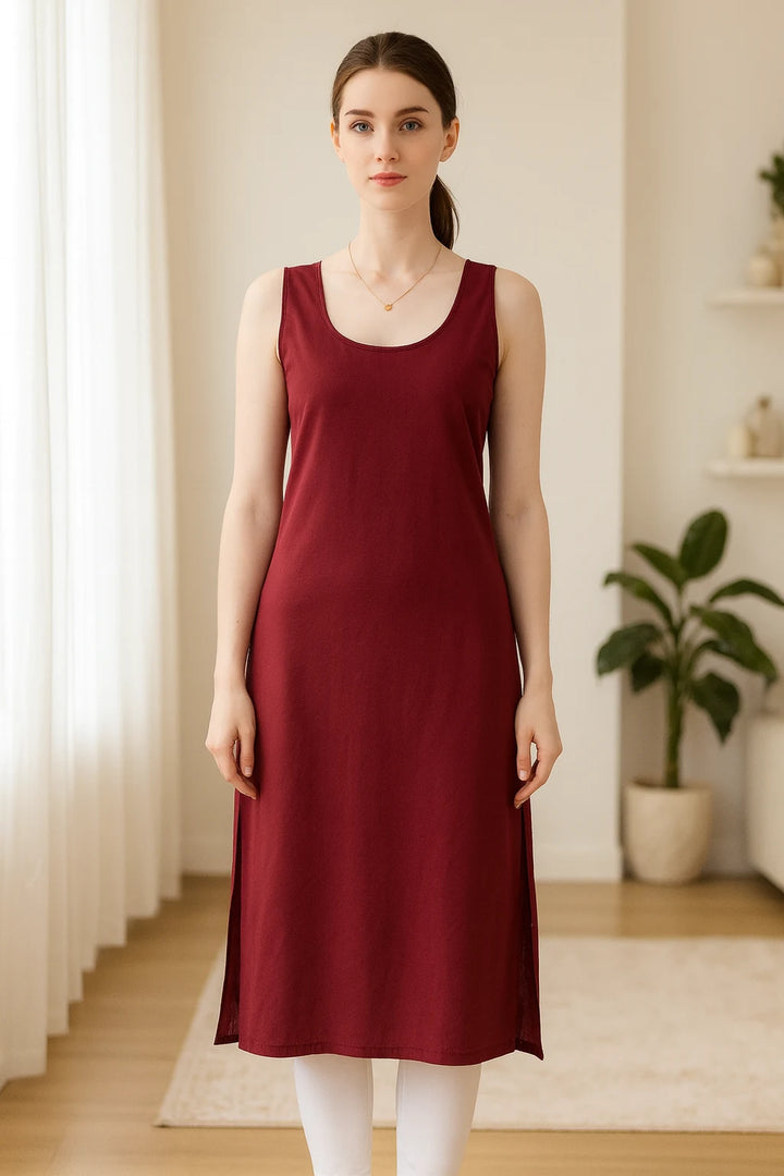 KURTIVERSE Women’s Poly Cotton Full-Length Inner Slip Maroon Color | 41 Inch | Sizes S–3XL: