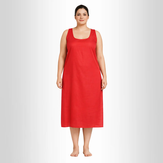 KURTIVERSE Women’s Poly Cotton Full-Length Inner Slip Red Color | 41 Inch | Sizes 4XL–7XL