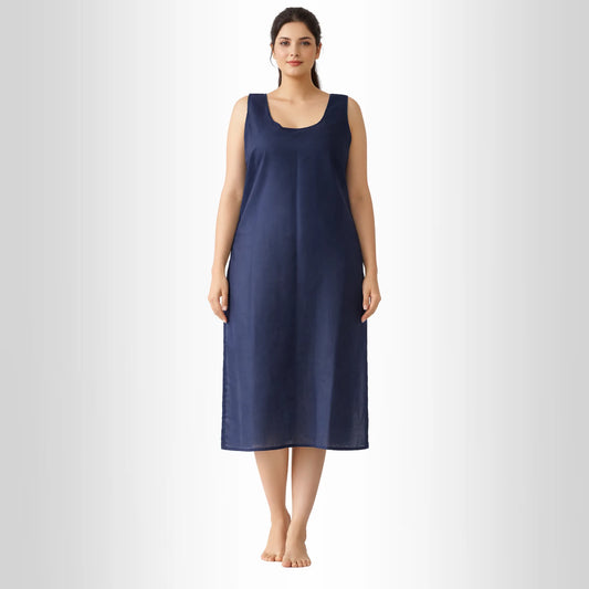 KURTIVERSE Women’s Poly Cotton Full-Length Inner Slip Navy Blue Color | 41 Inch | Sizes 4XL–7XL