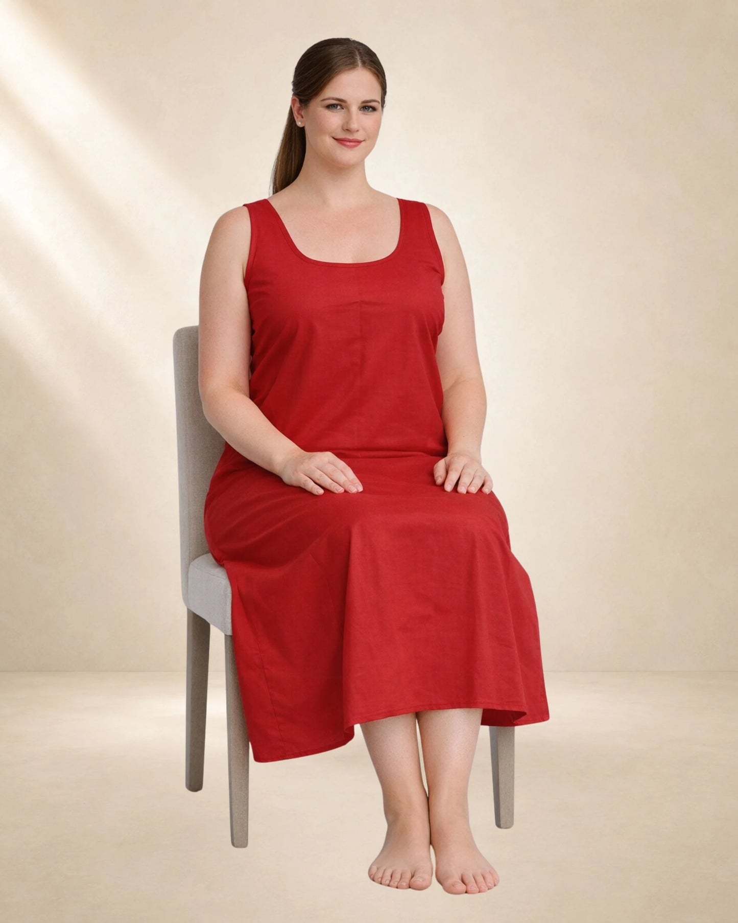 KURTIVERSE Plus Size Women Anarkali Red Inner Slip | Poly Cotton | 43 Inch Long