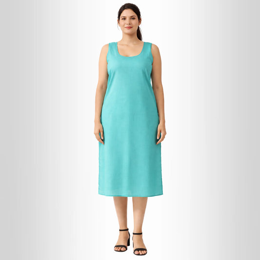 KURTIVERSE Women’s Poly Cotton Full-Length Inner Slip Ocean Blue Color | 41 Inch | Sizes 4XL–7XL