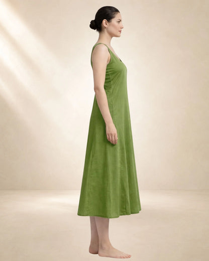 KURTIVERSE Women Green Poly Cotton Anarkali A-Line Inner Slip, 43 Inch Long