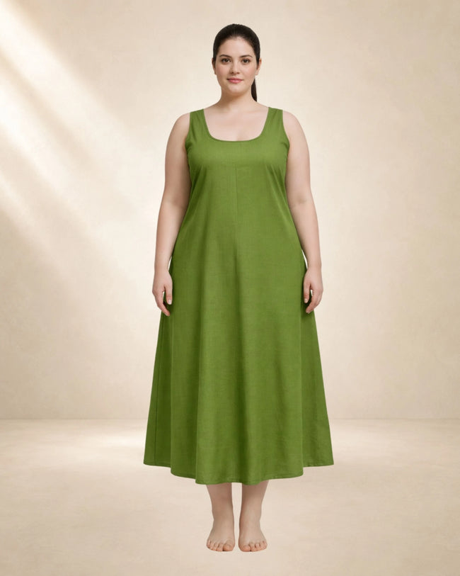 KURTIVERSE Plus Size Women Anarkali Green Inner Slip | Poly Cotton | 43 Inch Long