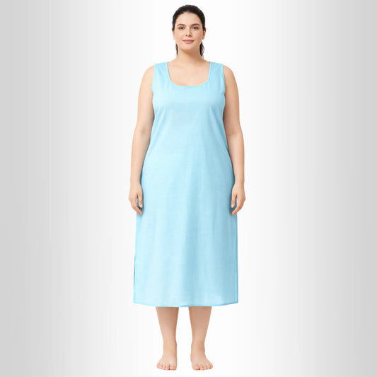 KURTIVERSE Women’s Poly Cotton Full-Length Inner Slip Sky Blue Color | 41 Inch | Sizes 4XL–7XL