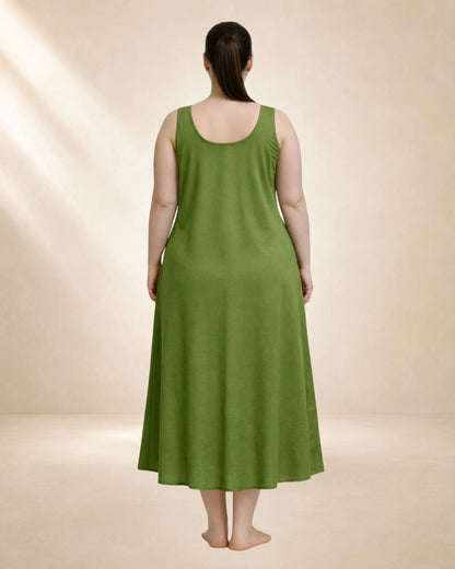 KURTIVERSE Plus Size Women Anarkali Green Inner Slip | Poly Cotton | 43 Inch Long