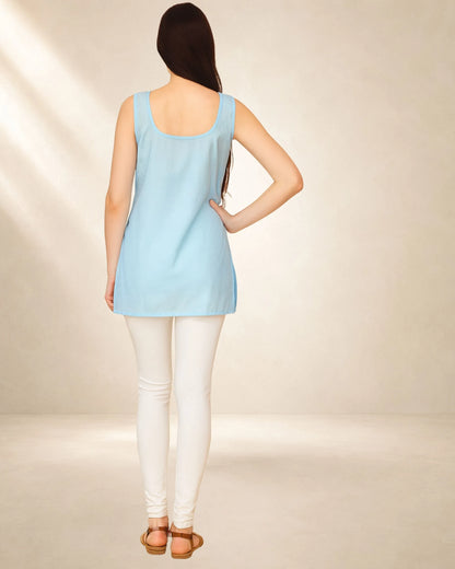 Women’s 28-Inch Short Inner Slip Combo – Sky Blue & Black (Pack of 2)