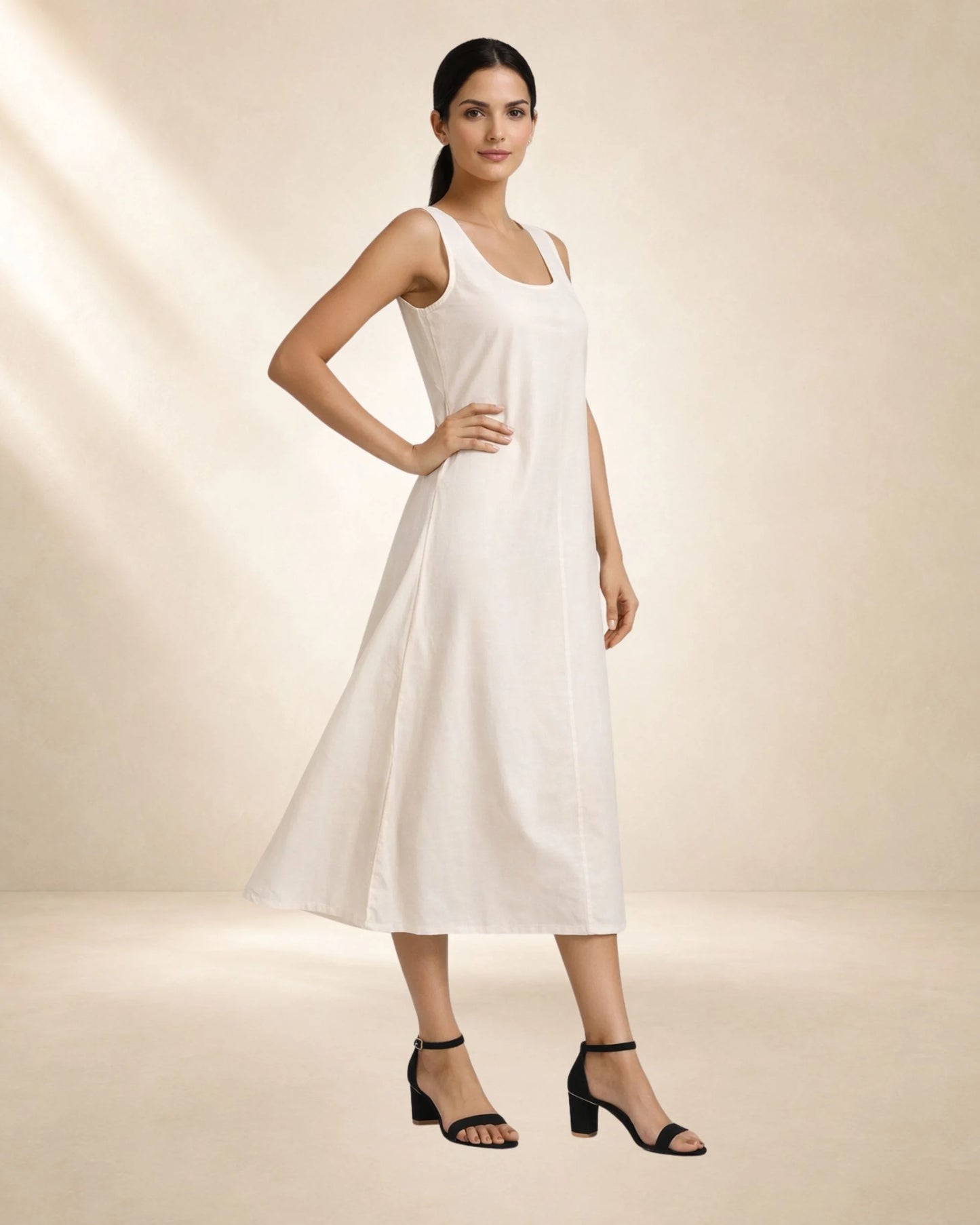 KURTIVERSE Women Cream Poly Cotton Anarkali A-Line Inner Slip, 43 Inch Long