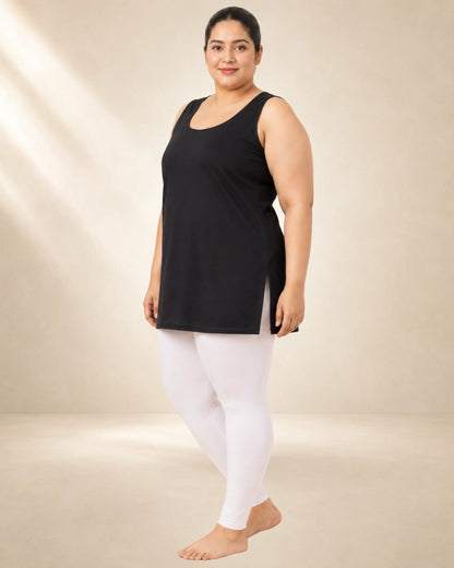 Kurtiverse Black Plus Size Poly Cotton Inner Slip for Women 28 Inch