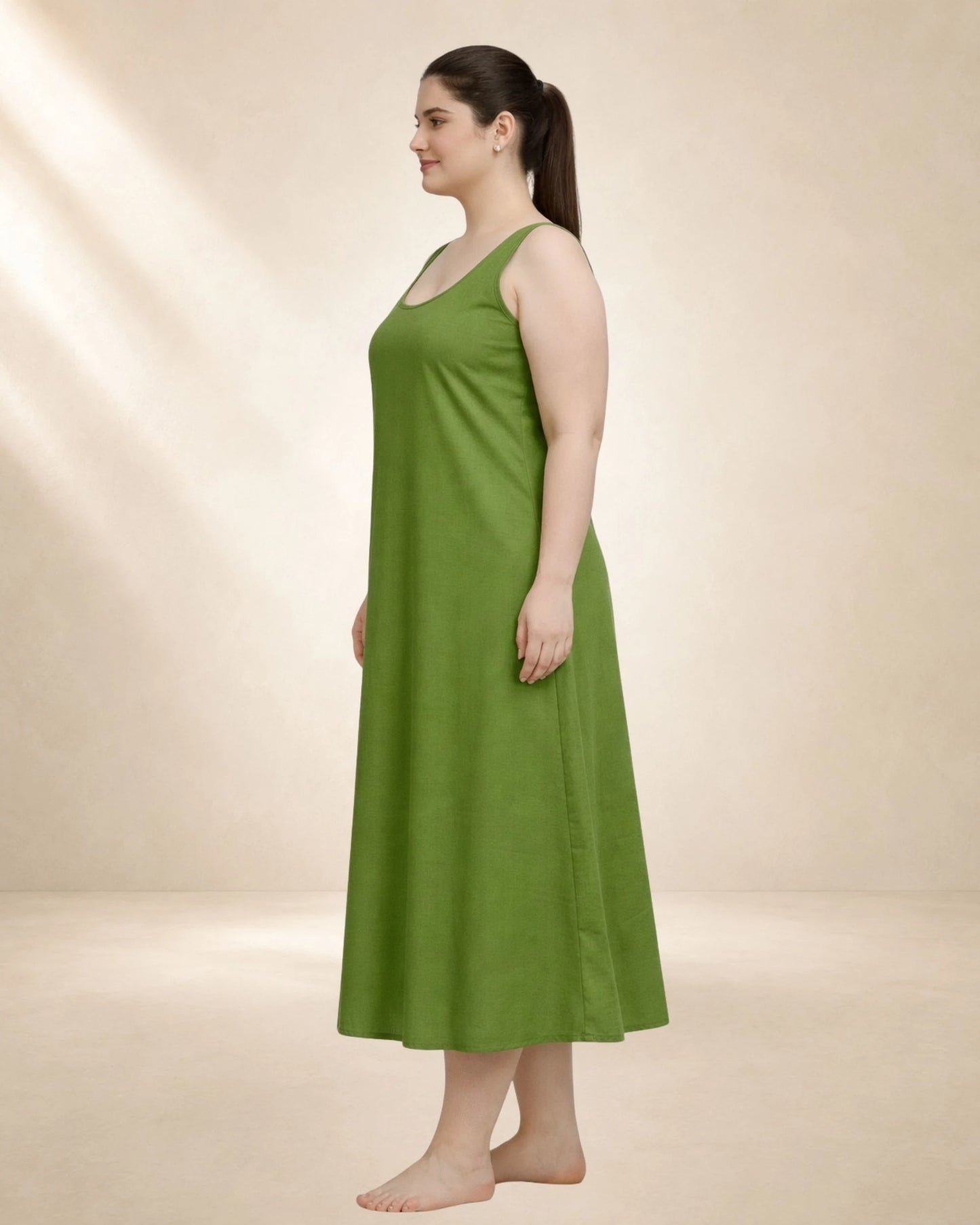KURTIVERSE Plus Size Women Anarkali Green Inner Slip | Poly Cotton | 43 Inch Long
