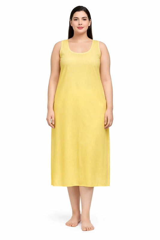 KURTIVERSE Women’s Poly Cotton Full-Length Inner Slip Yellow Color | 41 Inch | Sizes 4XL–7XL