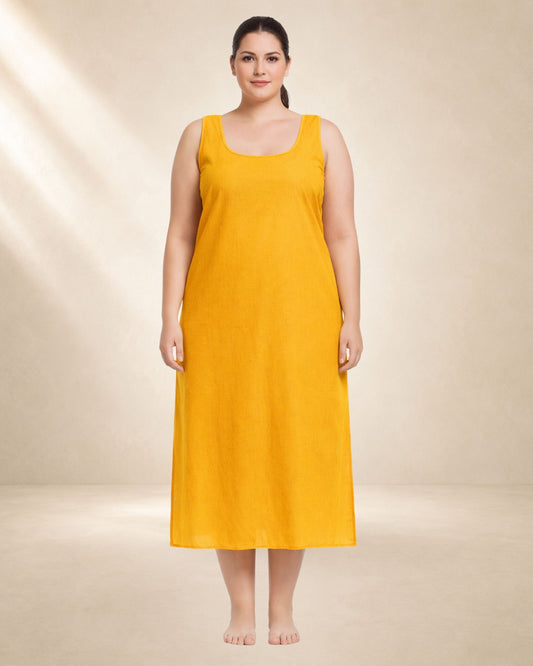 KURTIVERSE Mustard Yellow Plus Size Long Inner Slip for Women | Full Length 41 Inch Inner Slip for Long Kurti & Ethnic Wear | 4XL-7XL
