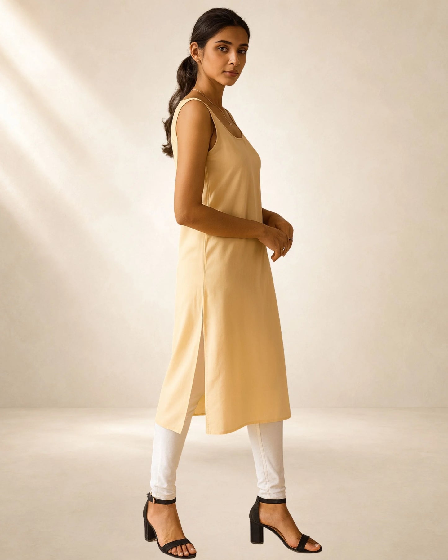Women’s Beige 41-Inch Long Inner Slip – S–3XL