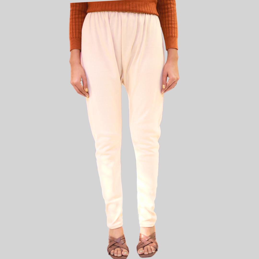 KURTIVERSE Beige Plus Size Woolen Leggings, Winter Thermal Legging, 30-40 Inch Waist, Stretchable