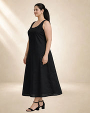 KURTIVERSE Plus Size Women Anarkali Black Inner Slip | Poly Cotton | 43 Inch Long