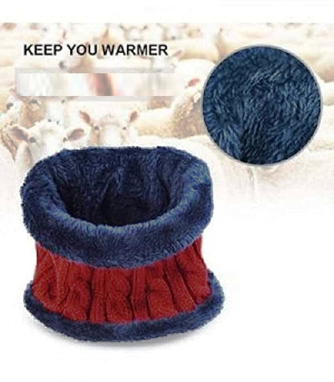 KURTIVERSE Red & Blue Woolen Cap Neck Warmer Set Combo Pack Of 2