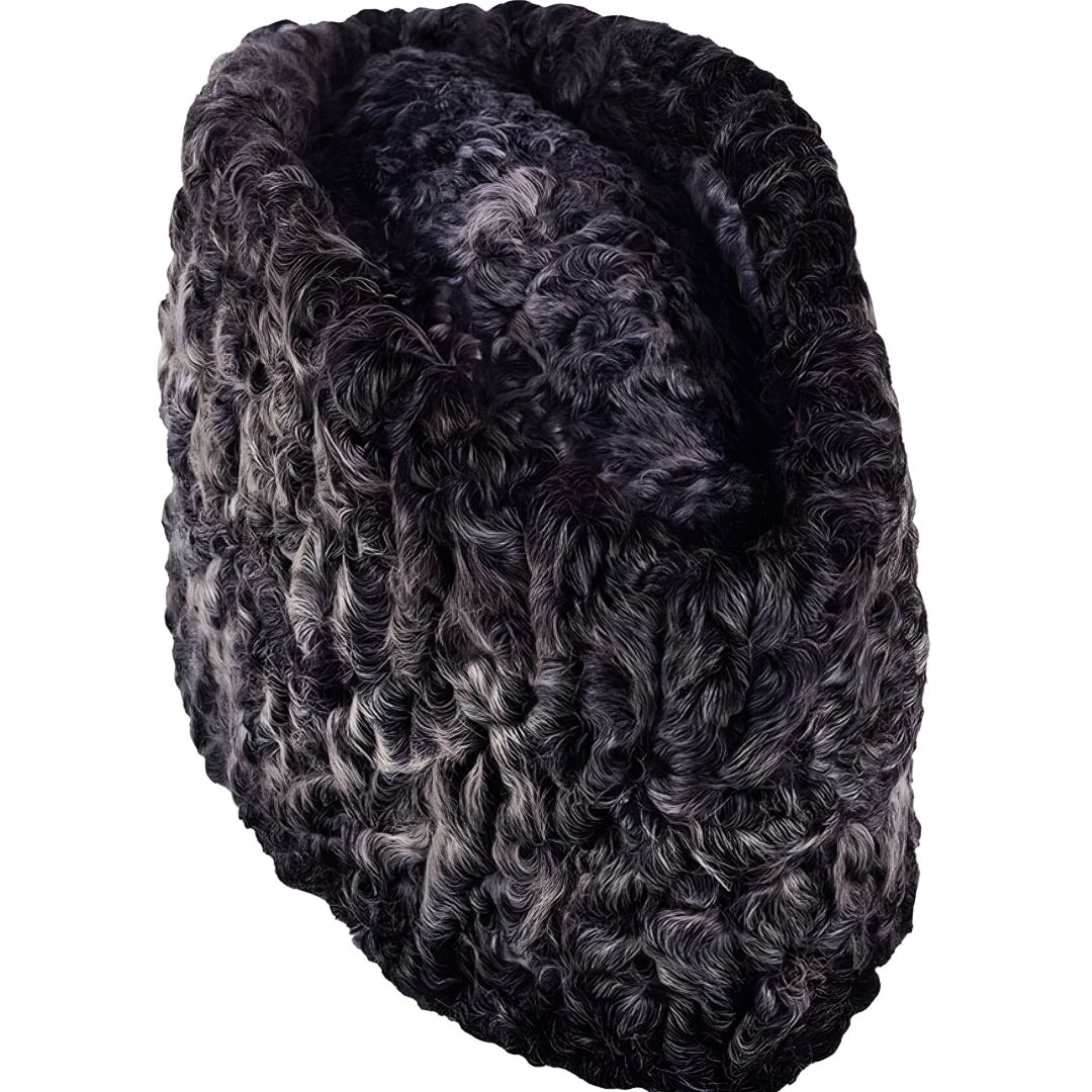 KURTIVERSE Black & Grey Karakuli Cap for Men Winter Original Fur Cap