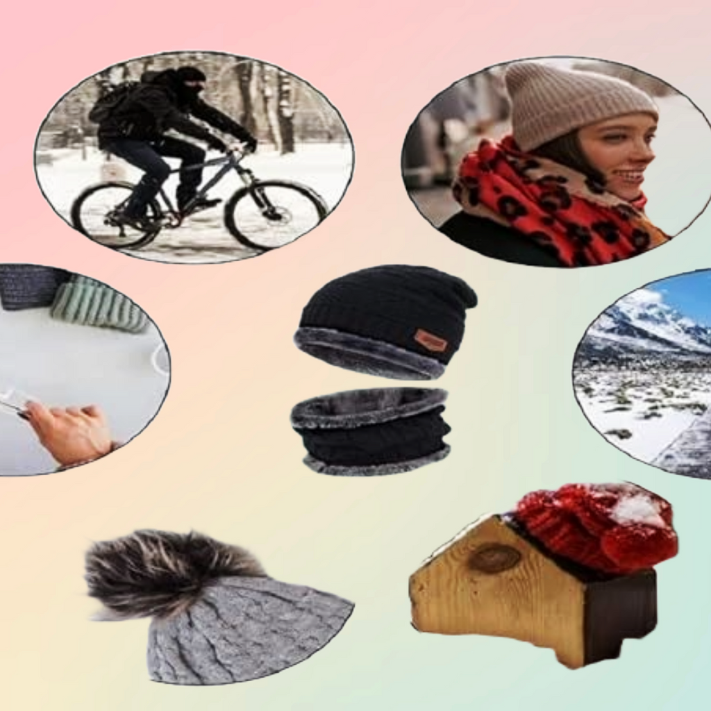 Navy Blue Winter Knit Beanie and Neck Warmer Scarf Set, 2 Piece, Woolen Cap Set