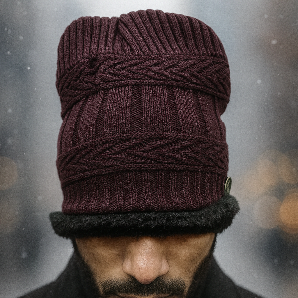 Kurtiverse Oversized Winter Beanie Cap & Neck Warmer Set — Street Style XL Knit Hat + Fleece Muffler | Unisex Big Head Fit | Comfort Warmth for City Winters