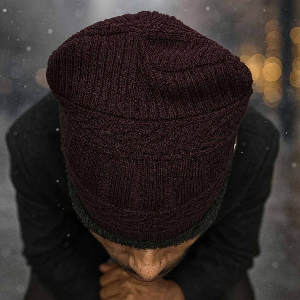 Kurtiverse Oversized Winter Beanie Cap & Neck Warmer Set — Street Style XL Knit Hat + Fleece Muffler | Unisex Big Head Fit | Comfort Warmth for City Winters