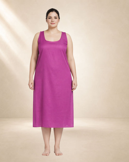 KURTIVERSE Magenta Pink Plus Size Long Inner Slip for Women | 41 Inch Full Length Poly Cotton Innerwear | 4XL-7XL Size