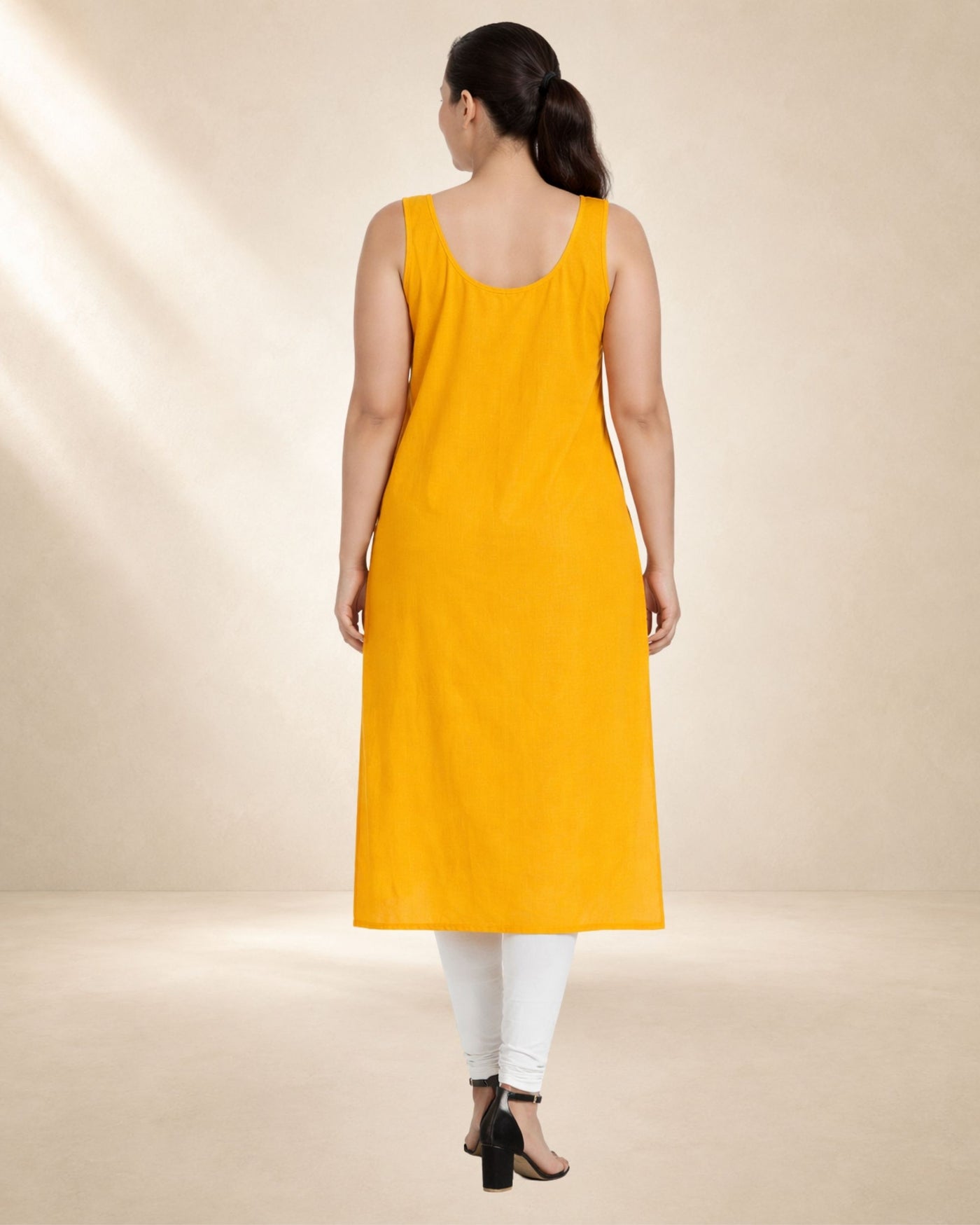 KURTIVERSE Women’s Poly Cotton Full-Length Inner Slip Mustard Yellow Color | 41 Inch | Sizes 4XL–7XL
