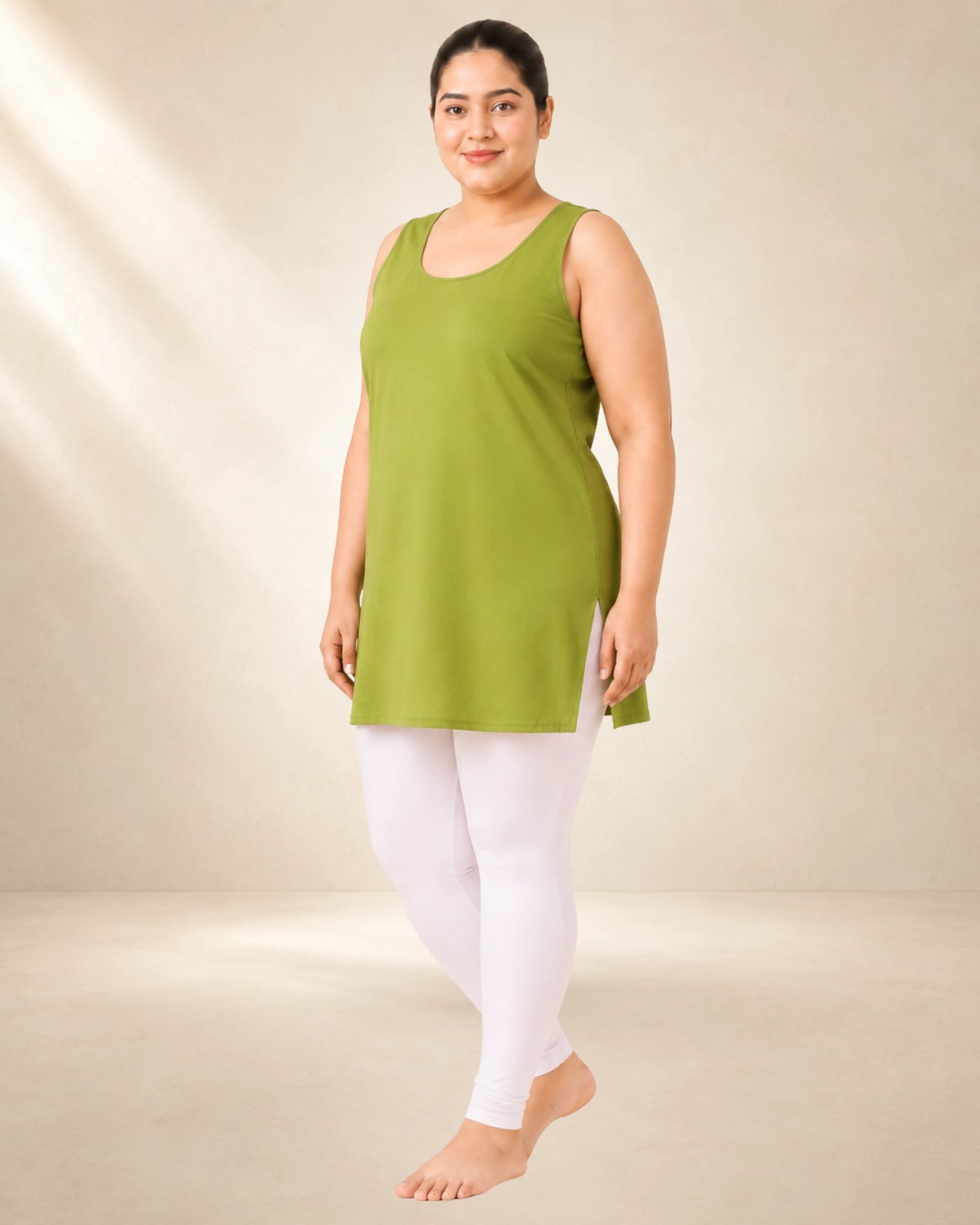Kurtiverse Green Plus Size Poly Cotton Inner Slip for Women 28 Inch