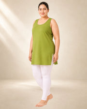 Kurtiverse Green Plus Size Poly Cotton Inner Slip for Women 28 Inch
