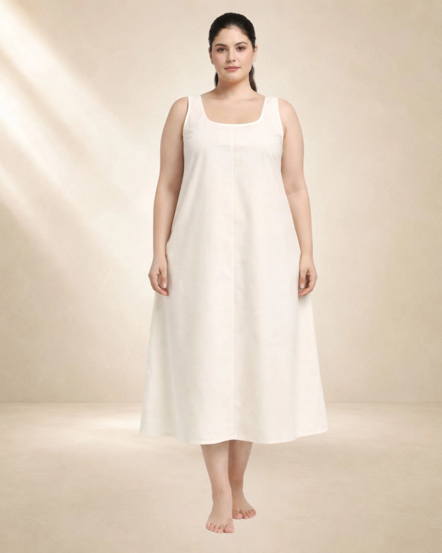 KURTIVERSE Plus Size Women Anarkali Cream Inner Slip | Poly Cotton | 43 Inch Long
