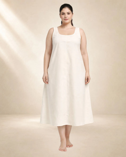 KURTIVERSE Plus Size Women Anarkali Cream Inner Slip | Poly Cotton | 43 Inch Long