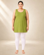 Kurtiverse Green Plus Size Poly Cotton Inner Slip for Women 28 Inch