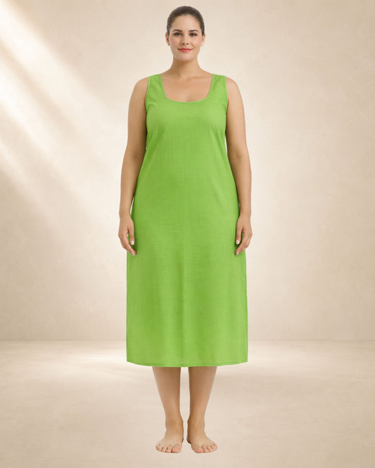 KURTIVERSE  Green Plus Size Long Inner Slip for Women | Full Length 41 Inch Soft Poly Cotton Innerwear | 4XL to 7XL