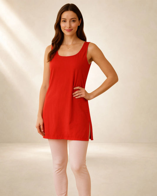 KURTIVERSE Women’s Short Length Inner Slip Red Color | Poly Cotton | 28 Inch | Sizes S–3XL