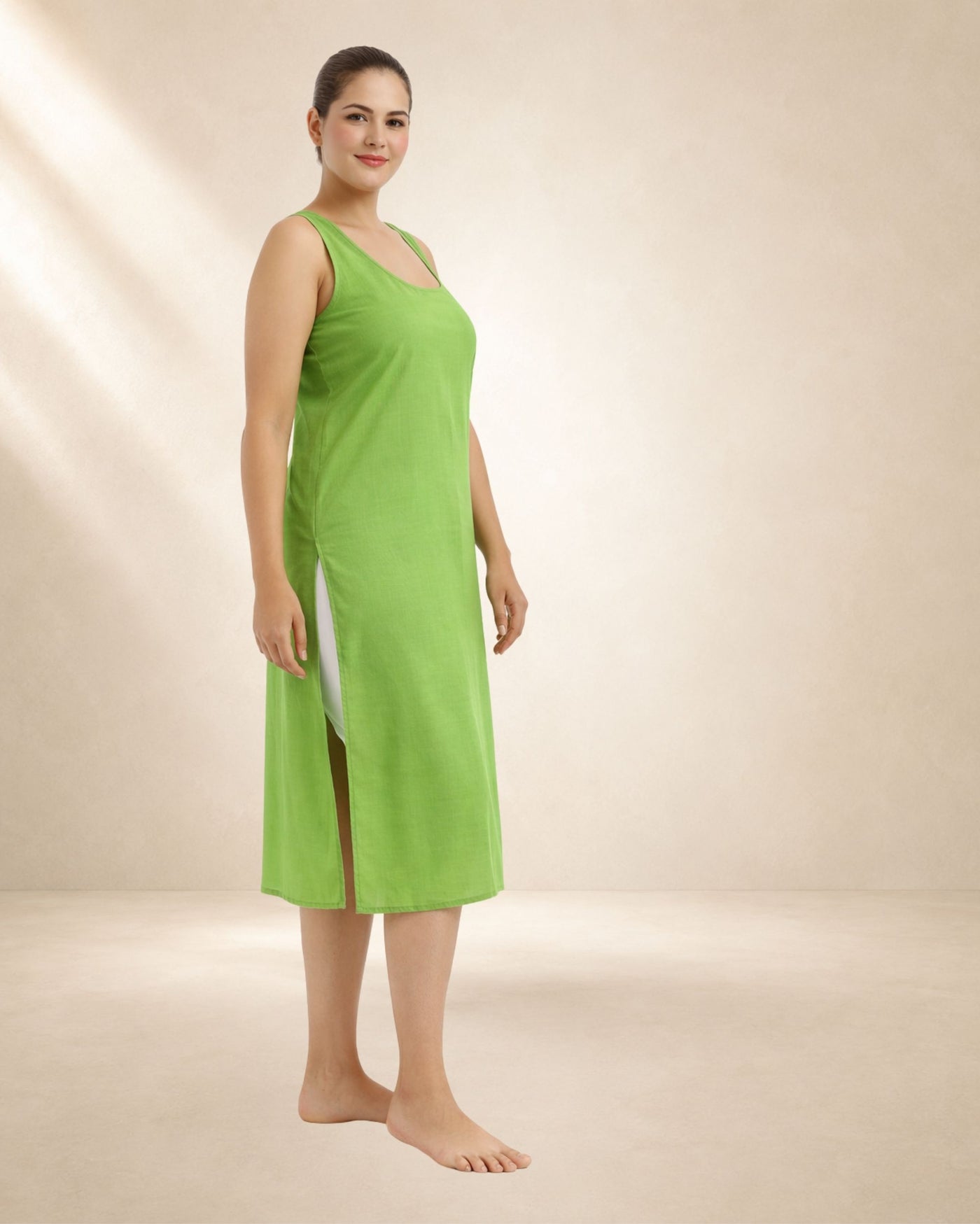 KURTIVERSE Women’s Poly Cotton Full-Length Inner Slip Green Color | 41 Inch | Sizes 4XL–7XL