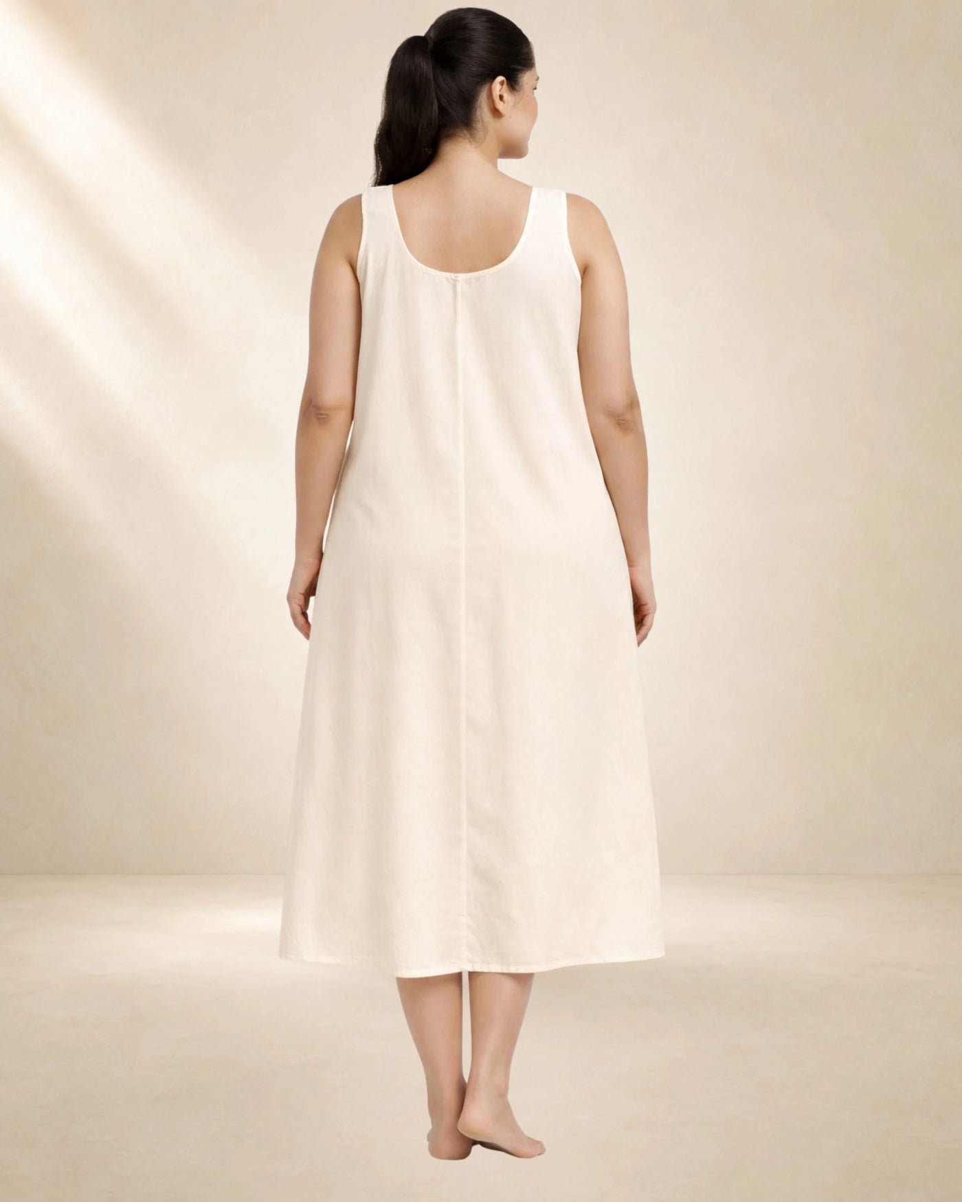 KURTIVERSE Plus Size Women Anarkali Cream Inner Slip | Poly Cotton | 43 Inch Long