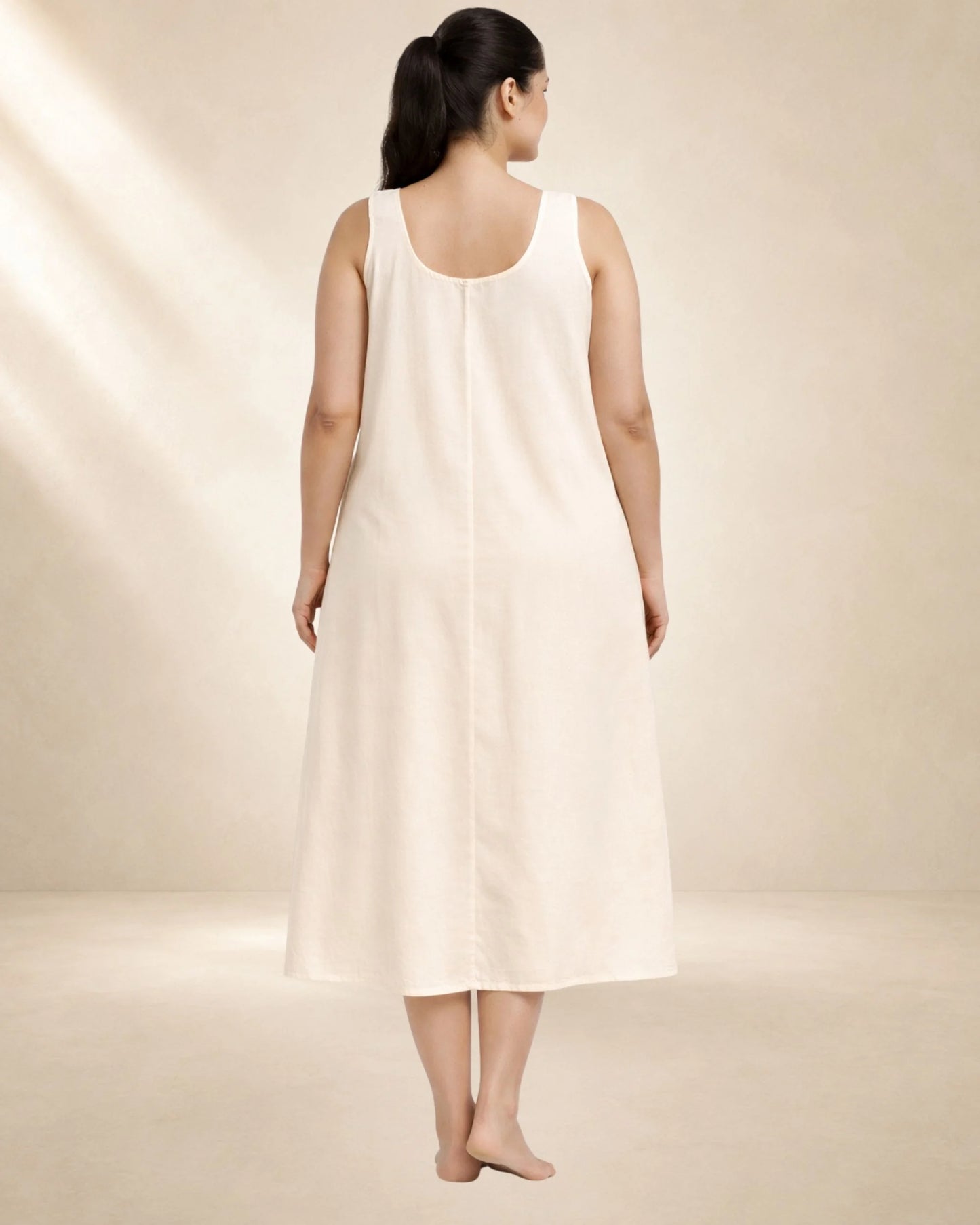 KURTIVERSE Plus Size Women Anarkali Cream Inner Slip | Poly Cotton | 43 Inch Long