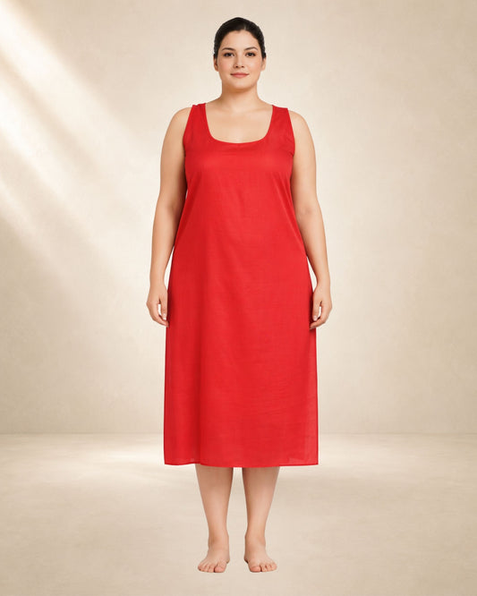 KURTIVERSE Women’s Poly Cotton Full-Length Inner Slip Red Color | 41 Inch | Sizes 4XL–7XL