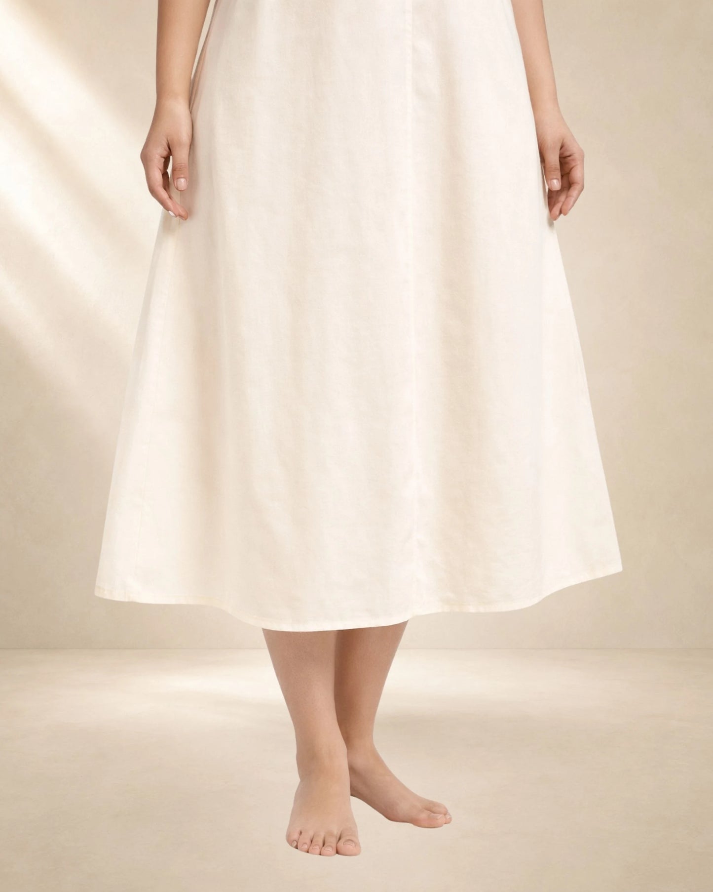 KURTIVERSE Plus Size Women Anarkali Cream Inner Slip | Poly Cotton | 43 Inch Long