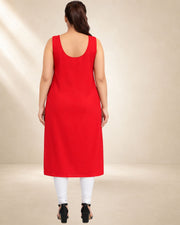KURTIVERSE Women’s Poly Cotton Full-Length Inner Slip Red Color | 41 Inch | Sizes 4XL–7XL