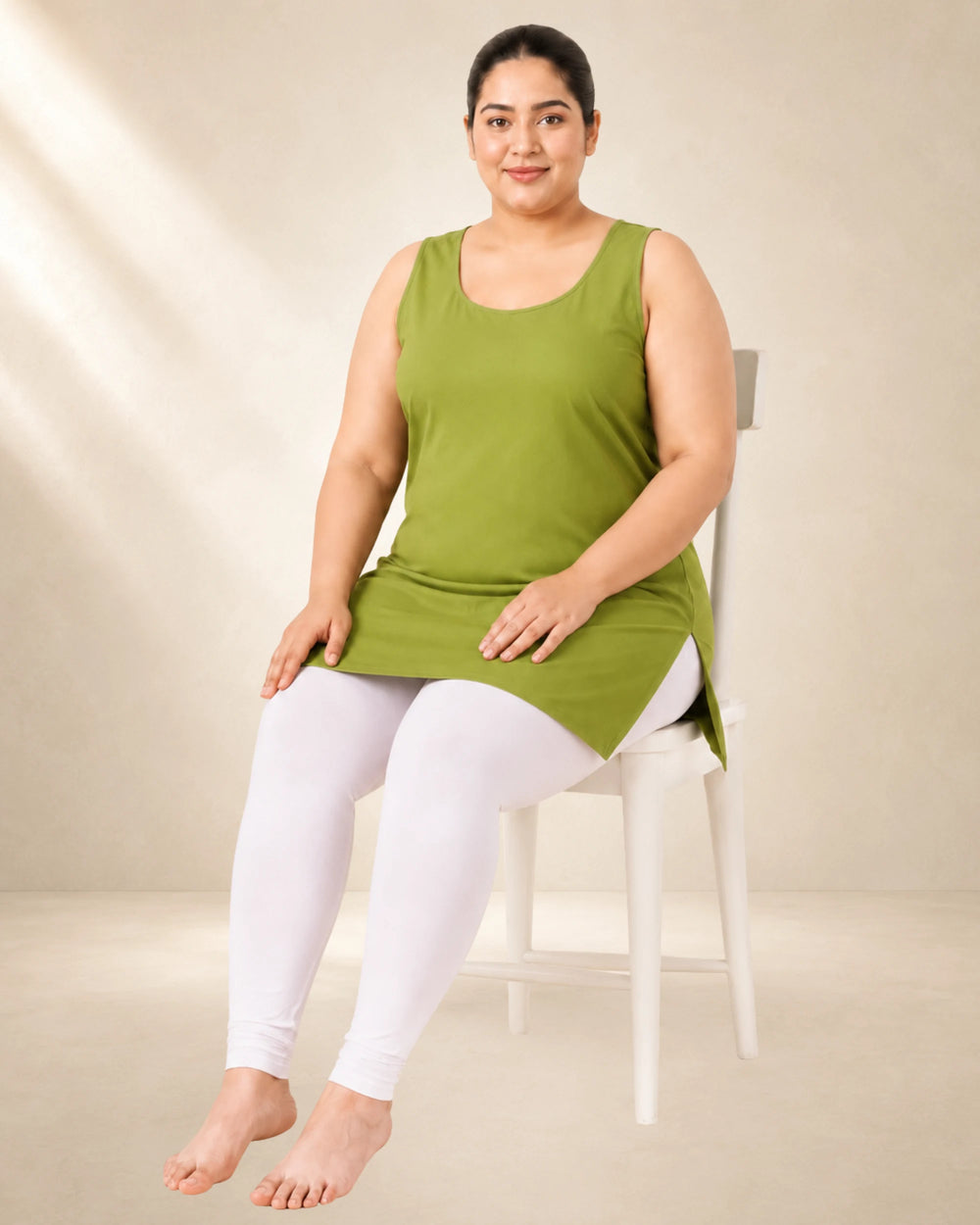 Kurtiverse Green Plus Size Poly Cotton Inner Slip for Women 28 Inch