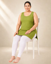 Kurtiverse Green Plus Size Poly Cotton Inner Slip for Women 28 Inch