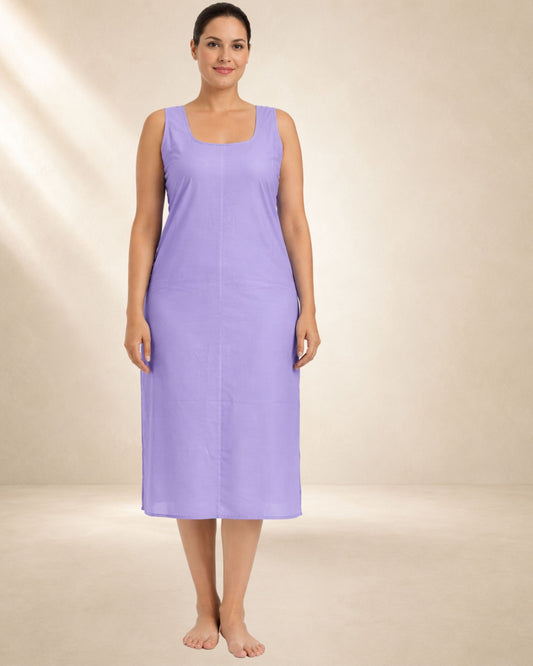 KURTIVERSE Lavender Plus Size Long Inner Slip for Women | Full Length 41 Inch Poly Cotton Inner Slip | 4XL to 7XL