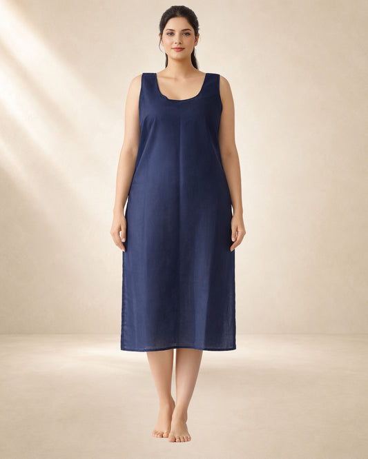 KURTIVERSE Women’s Poly Cotton Full-Length Inner Slip Navy Blue Color | 41 Inch | Sizes 4XL–7XL