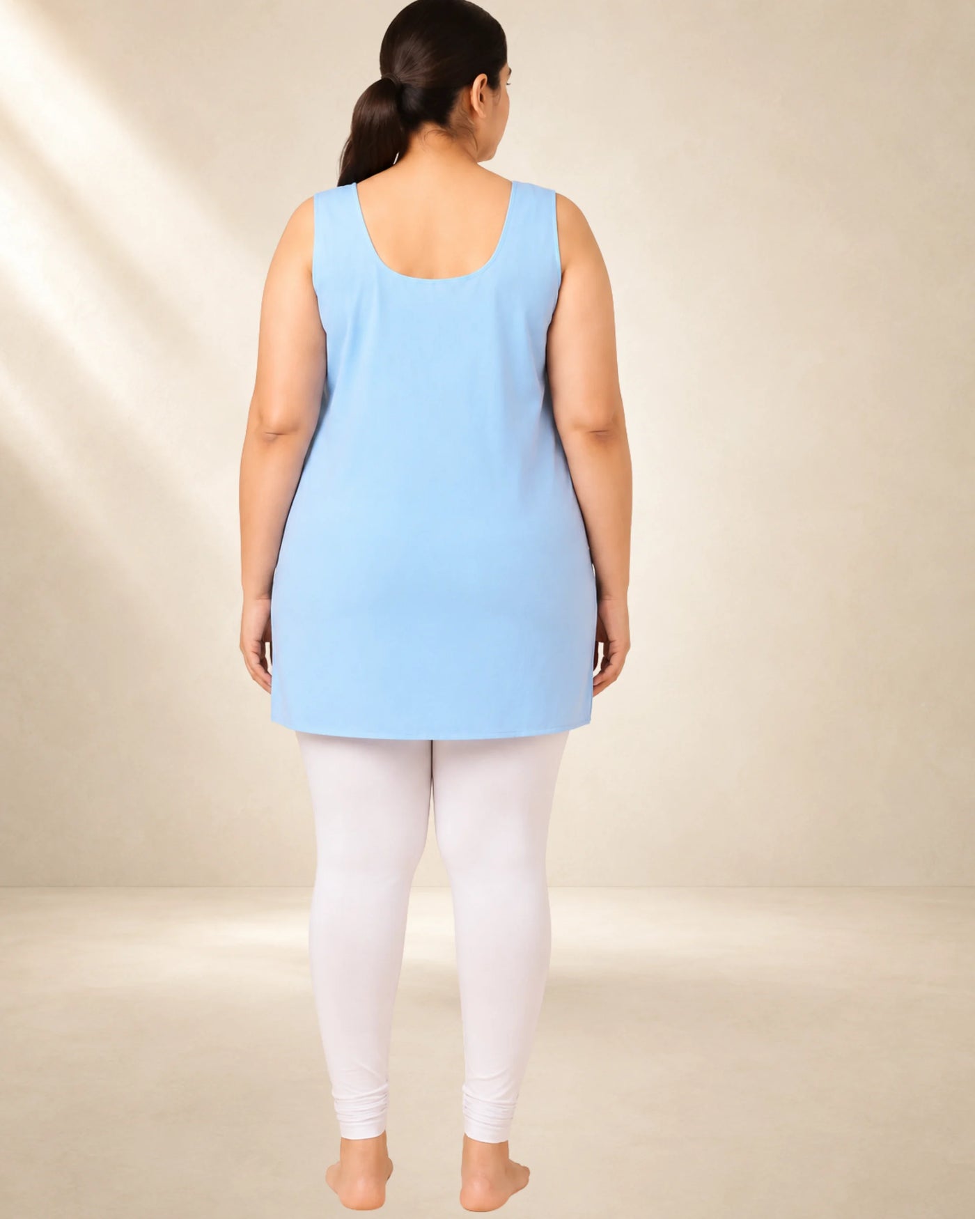 Kurtiverse Sky Blue Plus Size Poly Cotton Inner Slip for Women 28 Inch
