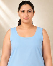 Kurtiverse Sky Blue Plus Size Poly Cotton Inner Slip for Women 28 Inch