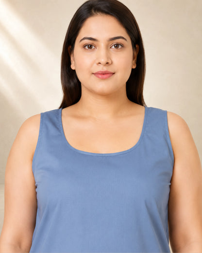 KURTIVERSE Grey Plus Size Poly Cotton Short Inner Slip for Women – 28 Inch